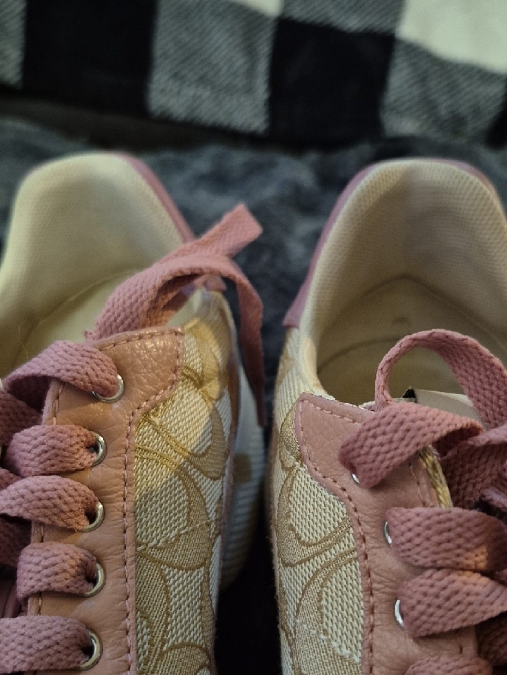 Coach Pink and Tan Logo Panel Sneakers - Picture 6 of 9